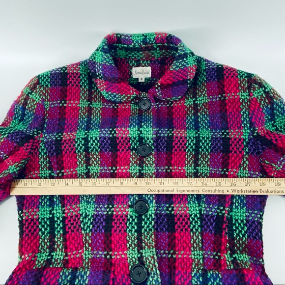 Neiman Marcus Vintage Wool Tweed Woven Purple, Pink & Green Blazer Jacket Size 8 - Picture 8 of 11